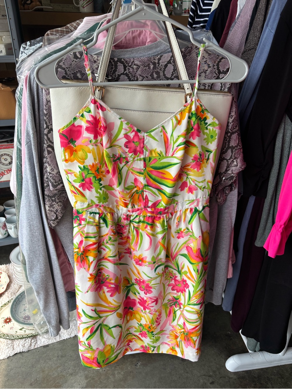 J. Crew Size 4 White Sundress with Pink & Yellow Floral Print